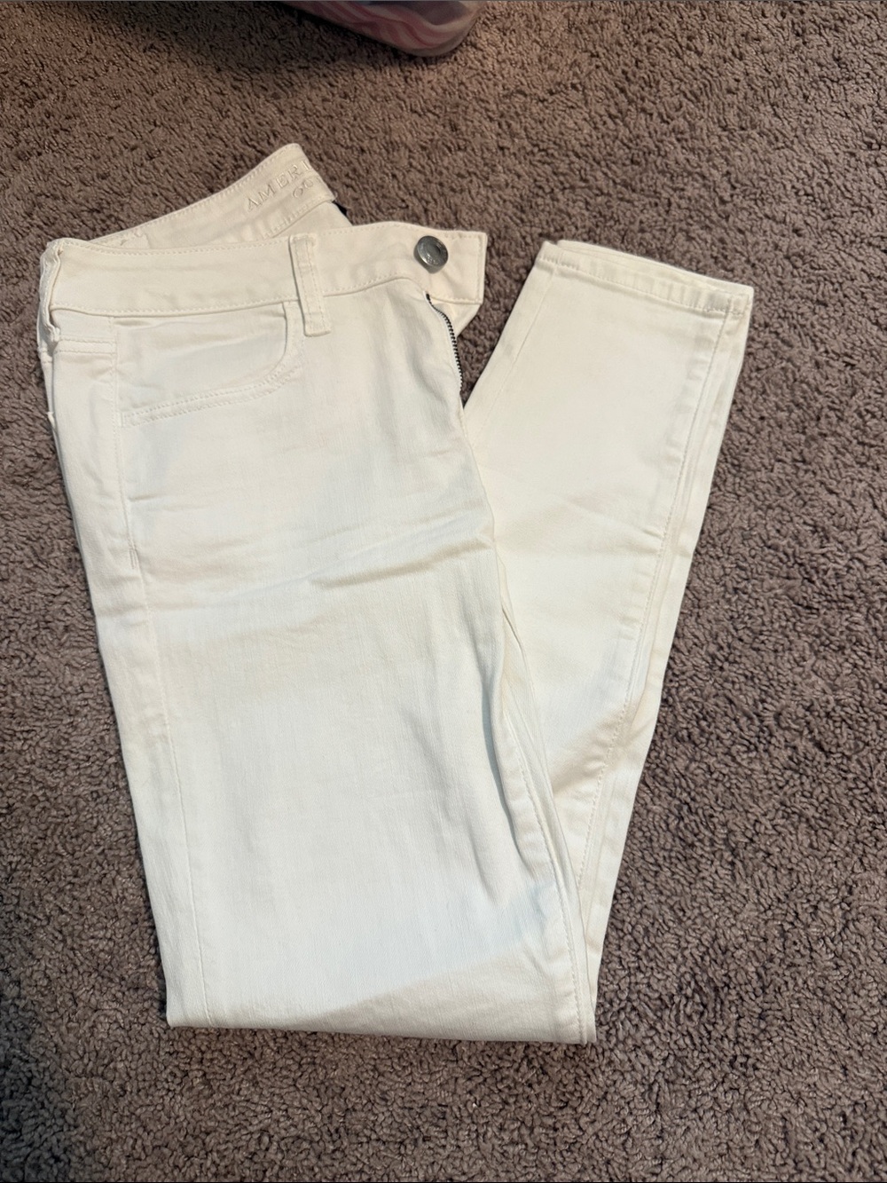 American Eagle Outfitters Cream Stretch Skinny Jeggings